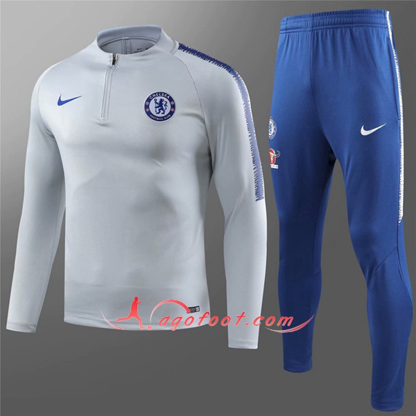 Nouveau Survetement De Foot FC Chelsea Enfant Gris Floqué 2018 2019