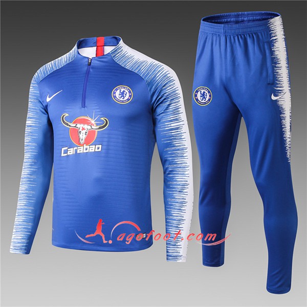 Nouveau Survetement De Foot FC Chelsea Enfant Blau Strike Drill Floqué 2018 2019
