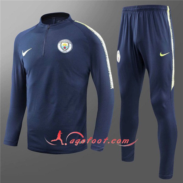 Nouveau Survetement De Foot Manchester City Enfant foncé Bleu Floqué 2018 2019