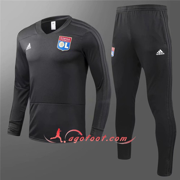 Nouveau Survetement De Foot Lyon OL Enfant Noir Floqué 2018 2019