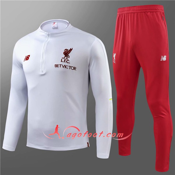 Nouveau Survetement De Foot FC Liverpool Enfant Blanc Floqué 2018 2019