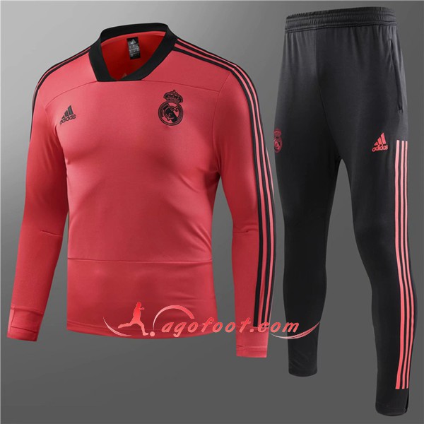 Nouveau Survetement De Foot Real Madrid Enfant Rouge Floqué 2018 2019