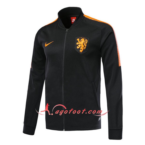 Nouveau Veste De Foot Pays-Bas Noir Floqué 2018 2019