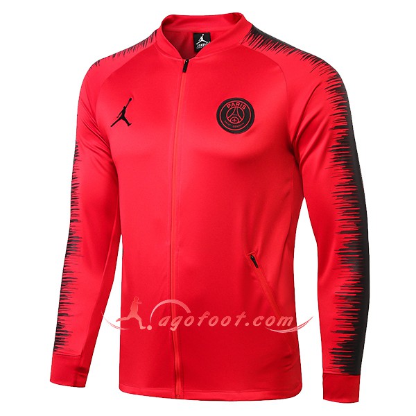 Nouveau Veste De Foot Jordan PSG Rouge Noir Floqué 2018 2019