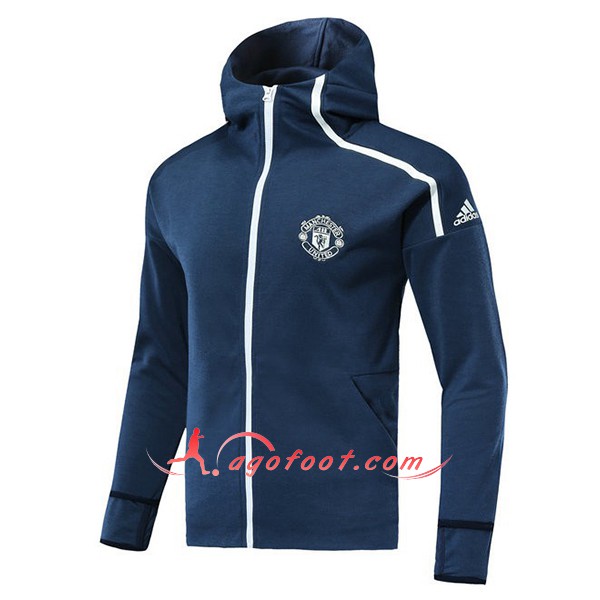 Nouveau Veste De Foot Manchester United Bleu Coupe Ventr Floqué 2018 2019