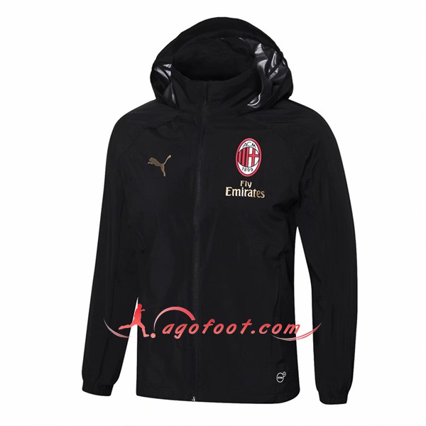 Nouveau Veste De Foot Milan AC Noir Coupe Ventr Floqué 2018 2019