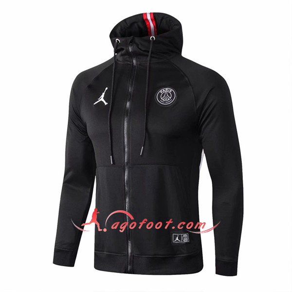 Nouveau Veste De Foot Sweat A Capuche Jordan PSG Noir -01 Floqué 2018 2019