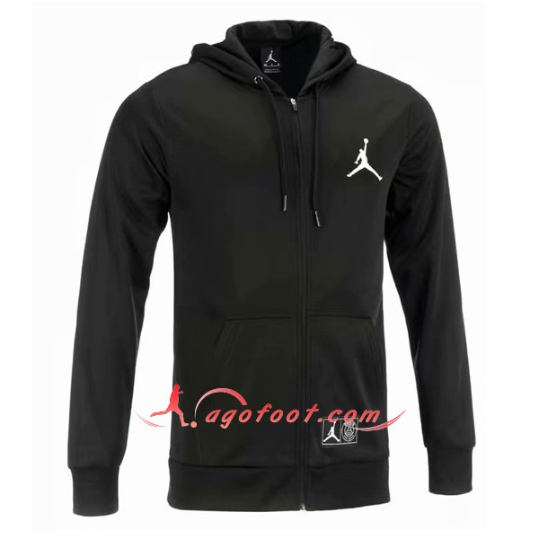 Nouveau Veste De Foot Sweat A Capuche Jordan PSG Noir -03 Floqué 2018 2019
