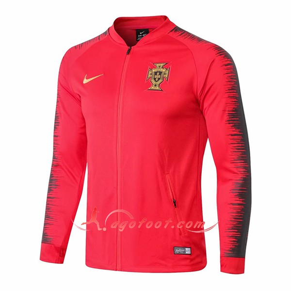 Nouveau Veste De Foot Portugal Rouge Noir Floqué 2018 2019