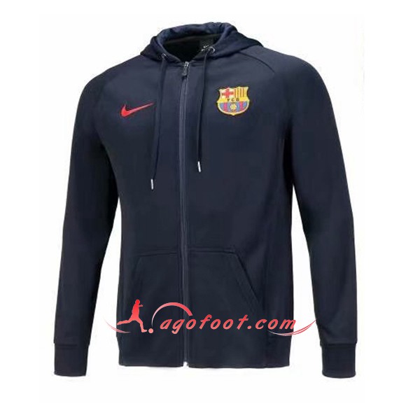 Nouveau Veste De Foot Sweat A Capuche FC Barcelone Noir Floqué 2018 2019