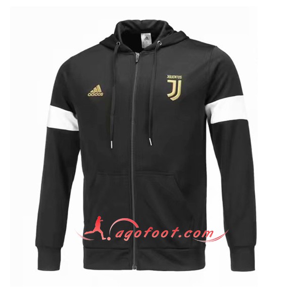 Nouveau Veste De Foot Sweat A Capuche Juventus Noir Floqué 2018 2019