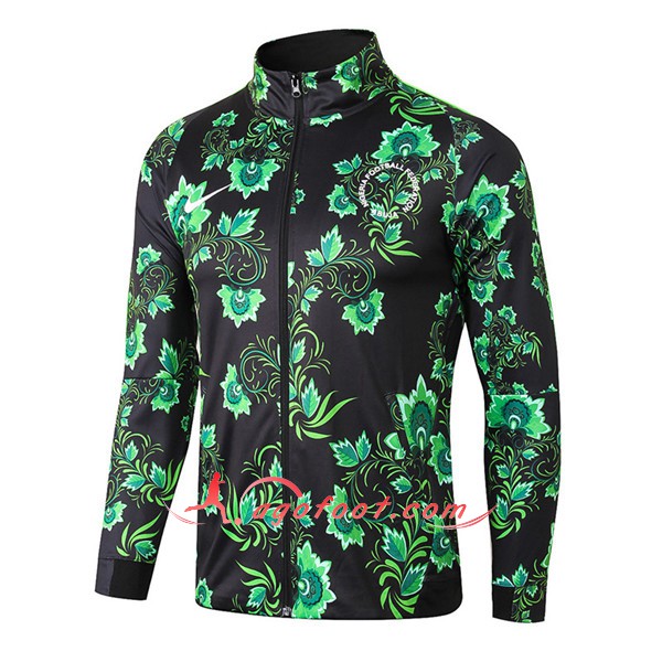 Nouveau Veste De Foot Nigeria Verte Noir Floqué 2018 2019