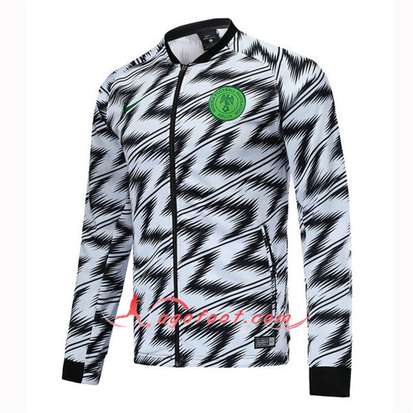 Nouveau Veste De Foot Nigeria Noir Blanc Floqué 2018 2019