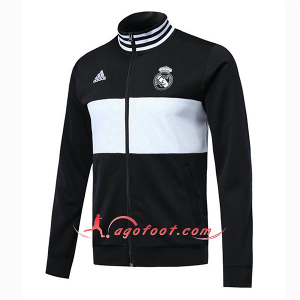 Nouveau Veste De Foot Real Madrid Noir Blanc Floqué 2018 2019