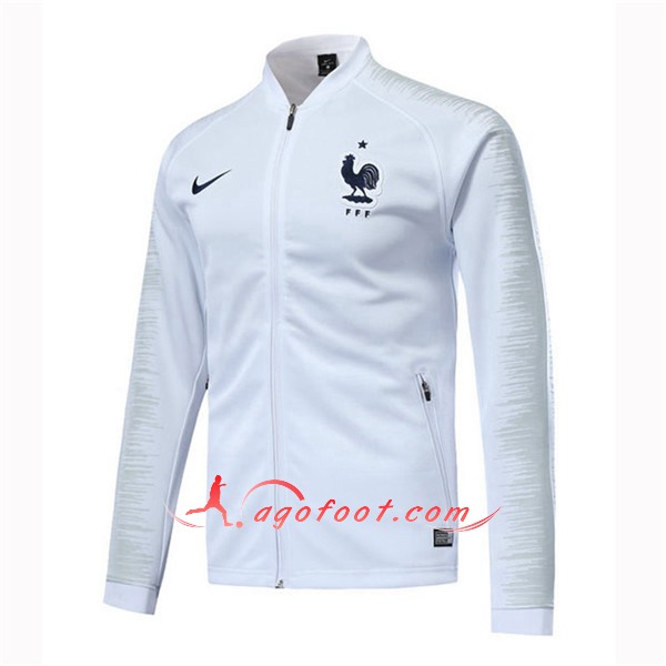 Nouveau Veste De Foot France Blanc Floqué 2018 2019