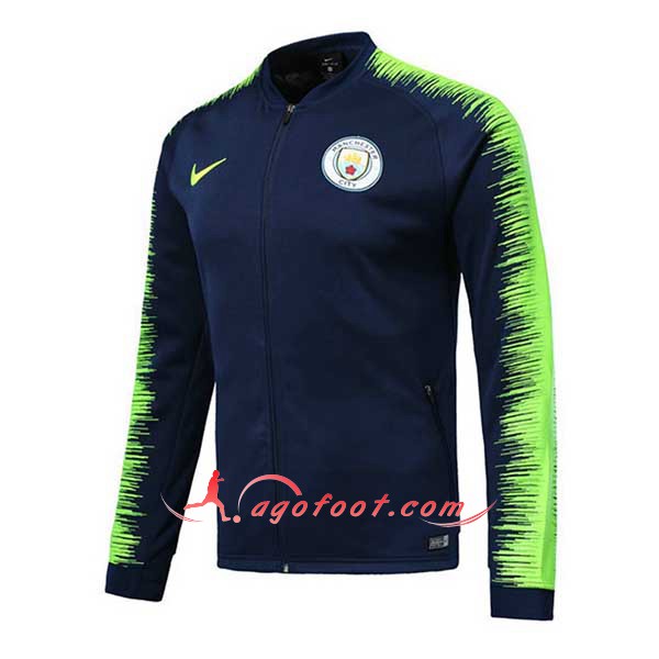Nouveau Veste De Foot Manchester City foncé Bleu Verte Floqué 2018 2019