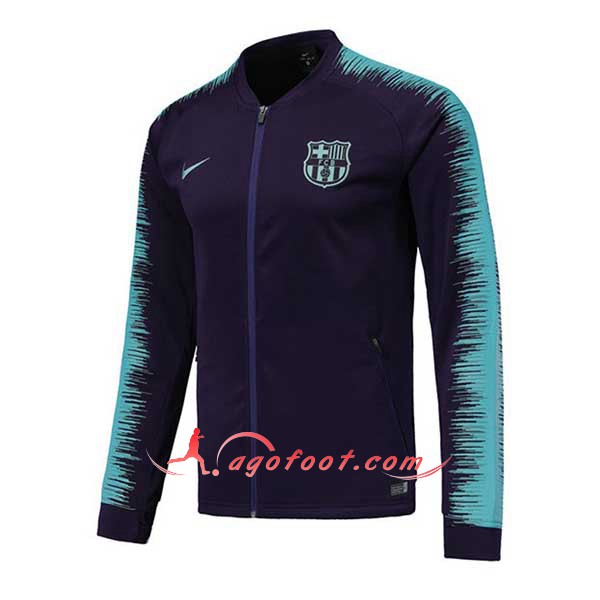 Nouveau Veste De Foot FC Barcelone Noir Bleu Floqué 2018 2019