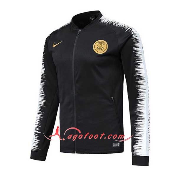 Nouveau Veste De Foot PSG Noir Blanc Floqué 2018 2019