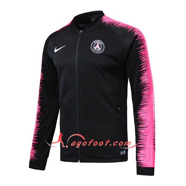 Nouveau Veste De Foot PSG Noir Rose Floqué 2018 2019