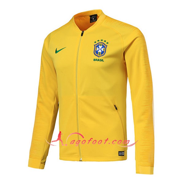 Nouveau Veste De Foot Bresil Jaune Floqué 2018 2019