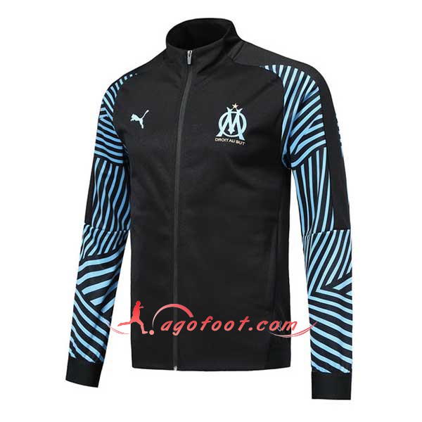 Nouveau Veste De Foot Marseille Noir Bleu Floqué 2018 2019
