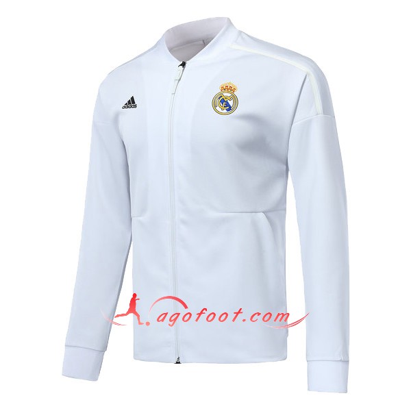 Nouveau Veste De Foot Real Madrid Blanc Floqué 2018 2019