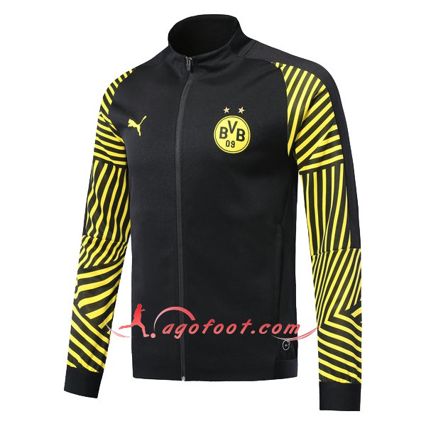 Nouveau Veste De Foot Dortmund BVB Noir Jaune Floqué 2018 2019
