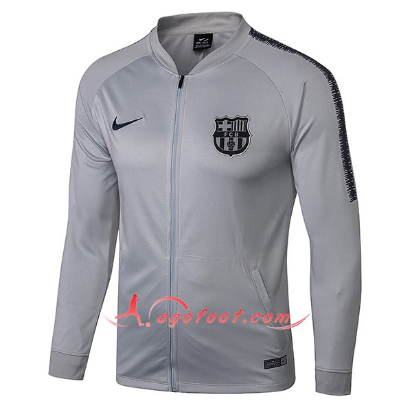 Nouveau Veste De Foot FC Barcelone Gris Floqué 2018 2019