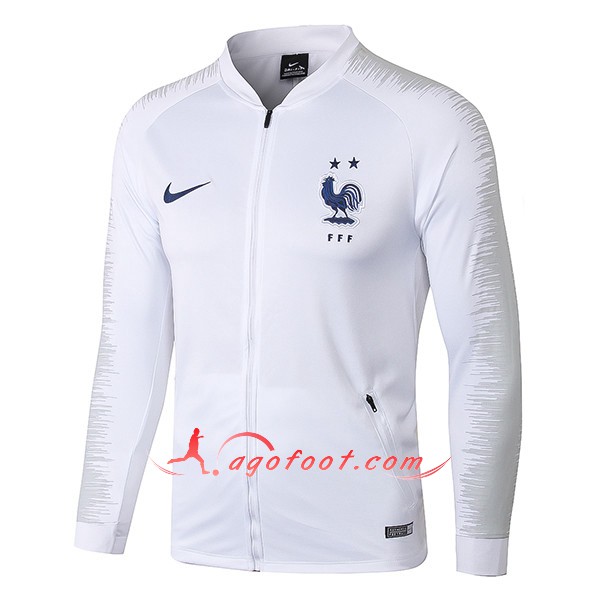 Nouveau Veste De Foot France 2 Stars Blanc Floqué 2018 2019