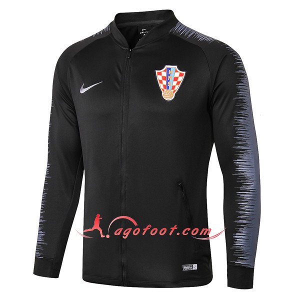 Nouveau Veste De Foot Croatie Noir Floqué 2018 2019