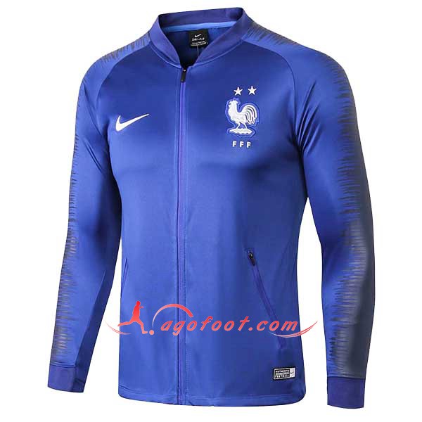 Nouveau Veste De Foot France 2 Stars Bleu Gris Floqué 2018 2019