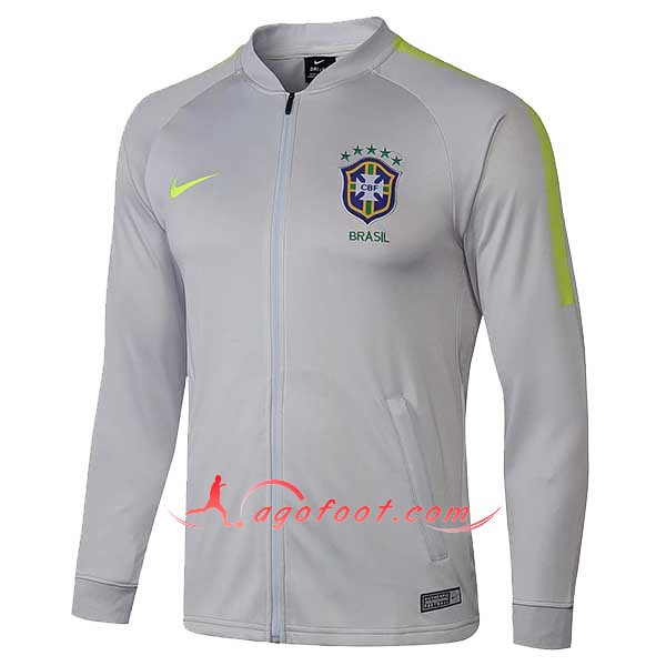 Nouveau Veste De Foot Bresil Gris Floqué 2018 2019