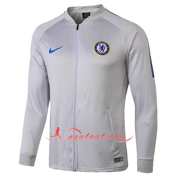 Nouveau Veste De Foot FC Chelsea Gris Floqué 2018 2019