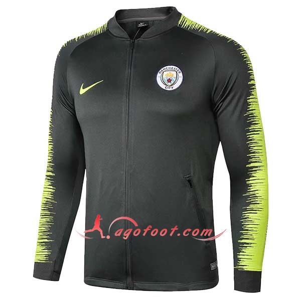 Nouveau Veste De Foot Manchester City Verte Floqué 2018 2019