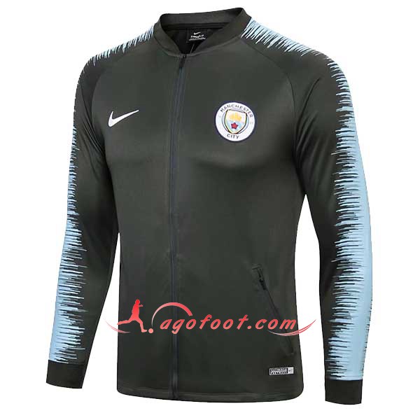 Nouveau Veste De Foot Manchester City Noir Bleu Floqué 2018 2019