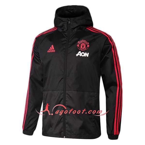 Nouveau Veste De Foot Sweat A Capuche Manchester United Noir Coupe Ventr Floqué 2018 2019