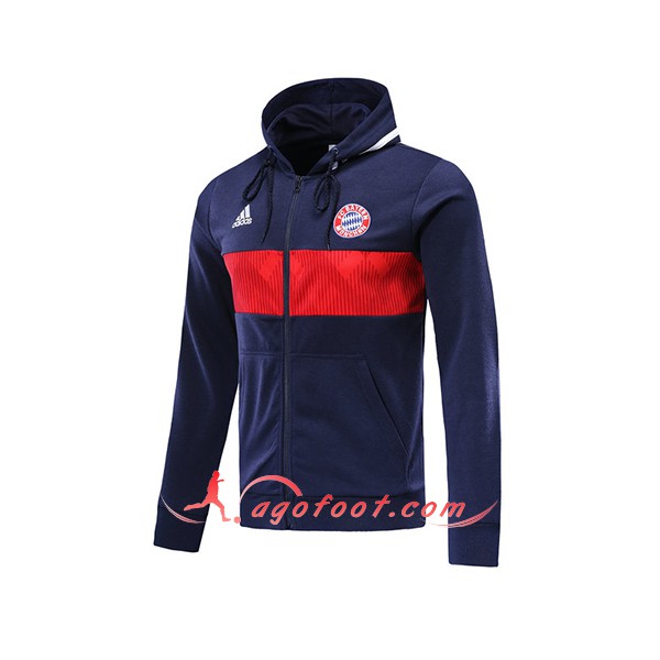 Nouveau Veste De Foot Sweat A Capuche Bayern Munich Bleu Fonce Floqué 2019 2020