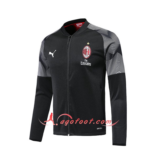 Nouveau Veste De Foot Milan AC Noir Floqué 2019 2020
