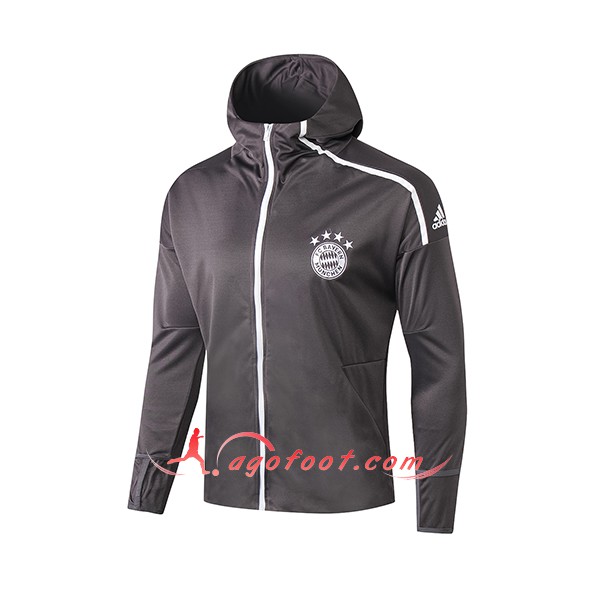 Nouveau Veste De Foot Sweat A Capuche Bayern Munich Gris Floqué 2019 2020