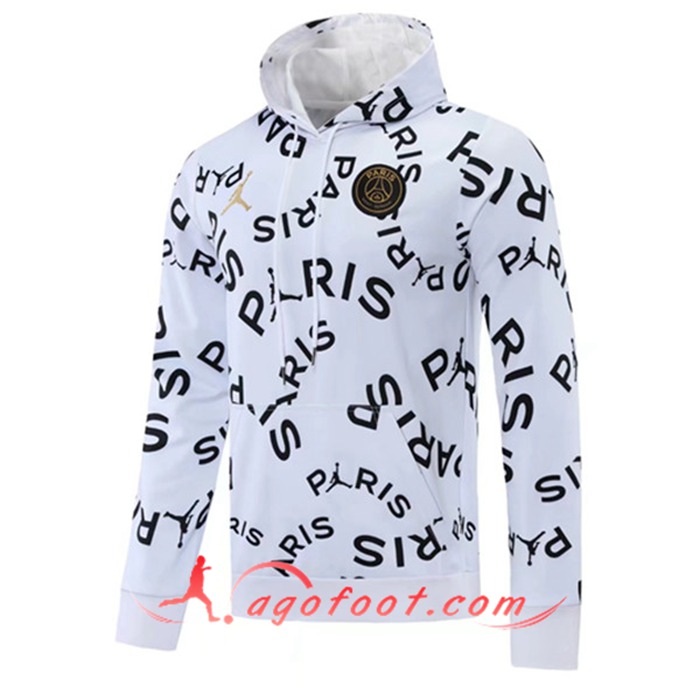 Sweatshirt Training Capuche Jordan PSG Blanc 2020/2021
