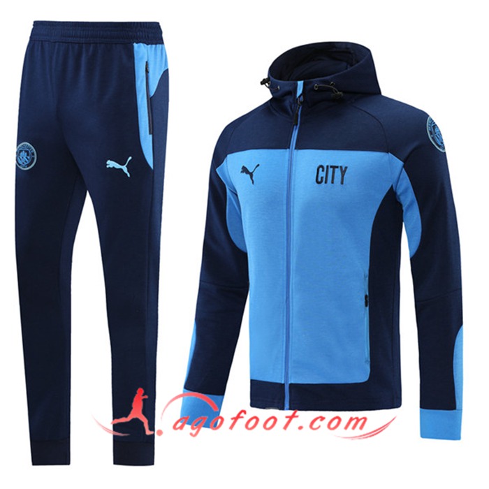 Ensemble Veste A Capuche Veste Survetement Manchester City Bleu Marin 2020/2021