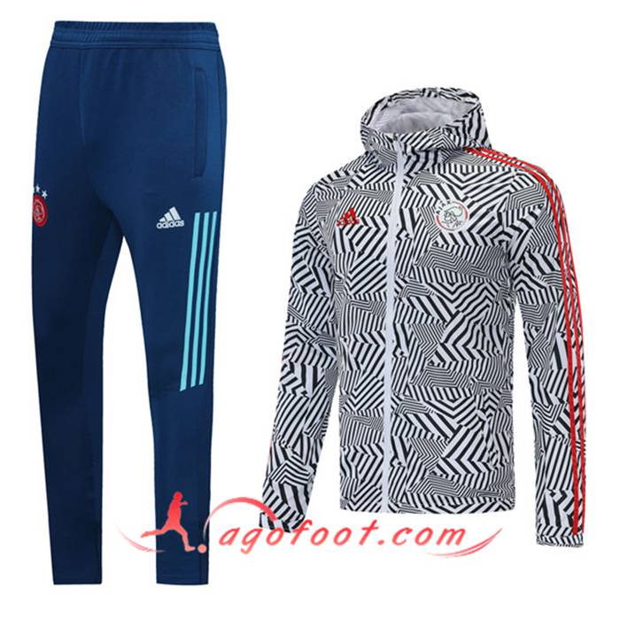 Ensemble Survetement Coupe-vent Ajax Noir/Blanc 2020/2021