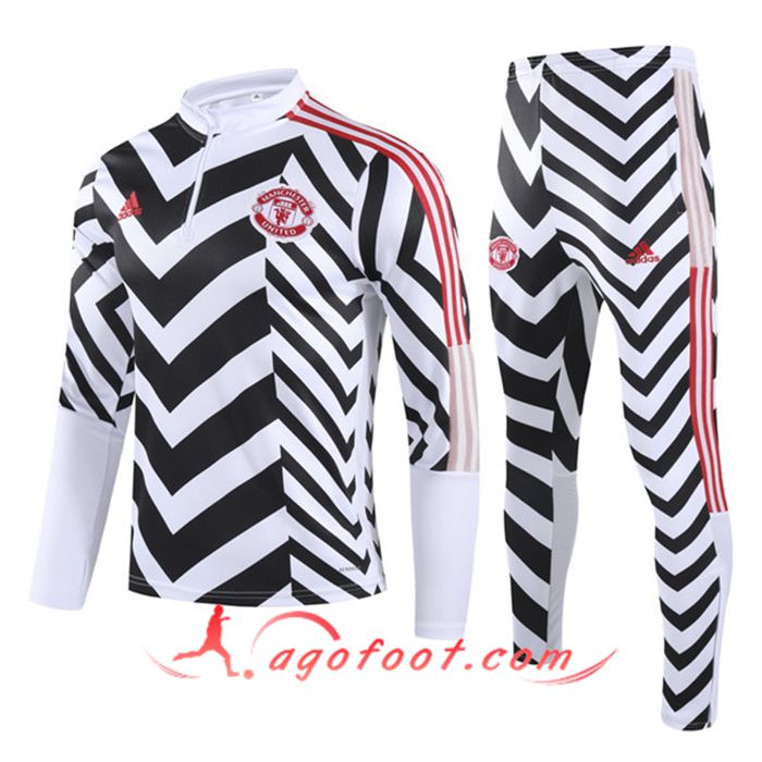 Ensemble Survetement de Foot Manchester United Noir/Blanc 2020/2021