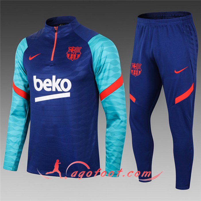 Ensemble Survetement de Foot FC Barcelone Enfant Bleu Marin 2020/2021