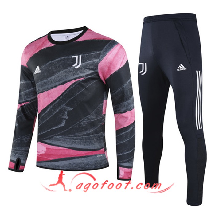 Ensemble Survetement de Foot Juventus Enfant Noir/Rose 2020/2021