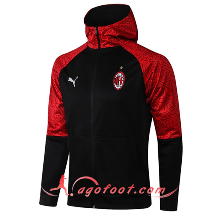 Veste A Capuche Milan AC Noir/Rouge 2020/2021