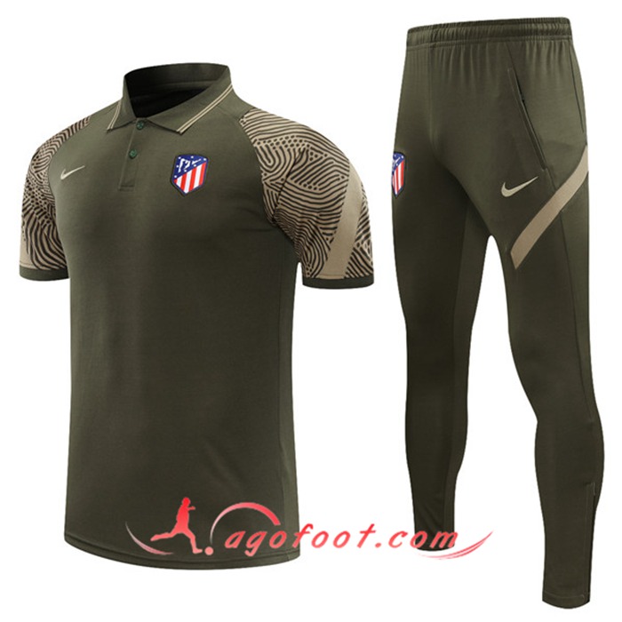 Ensemble Polo Atletico Madrid + Pantalon Vert Fonce 2021/2022