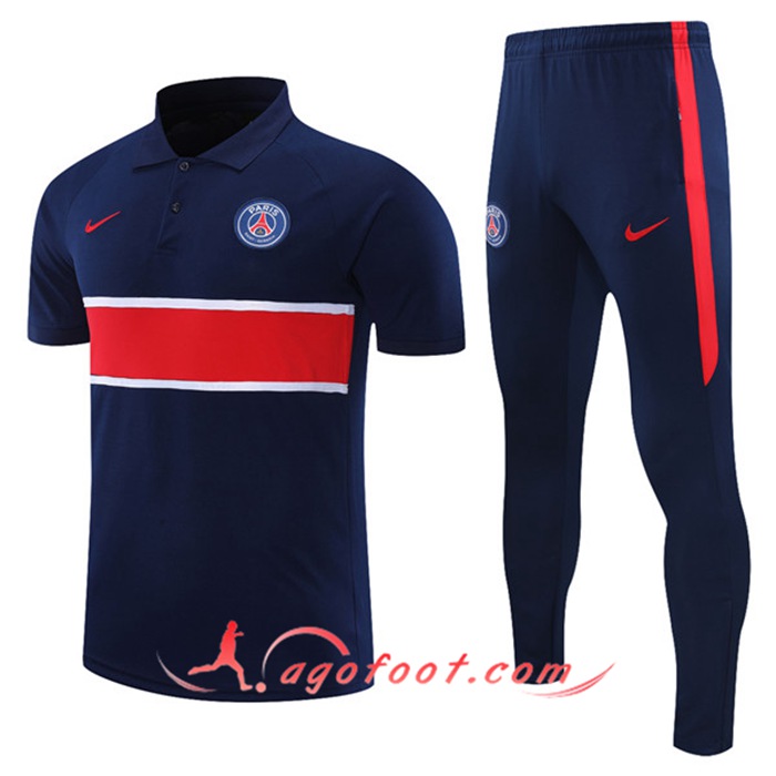 Ensemble Polo PSG + Pantalon Bleu/Rouge 2021/2022
