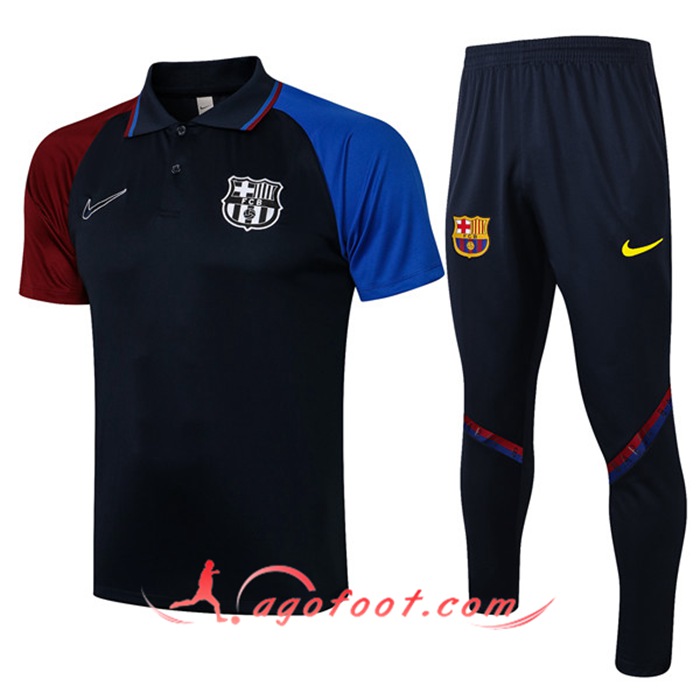 Ensemble Polo FC Barcelone + Pantalon Noir/Bleu 2021/2022