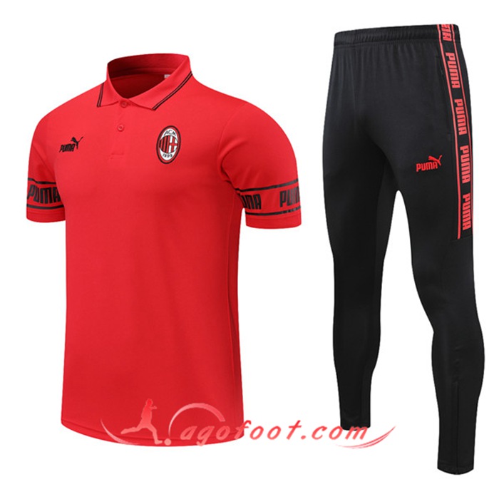 Ensemble Polo Milan AC + Pantalon Rouge 2021/2022